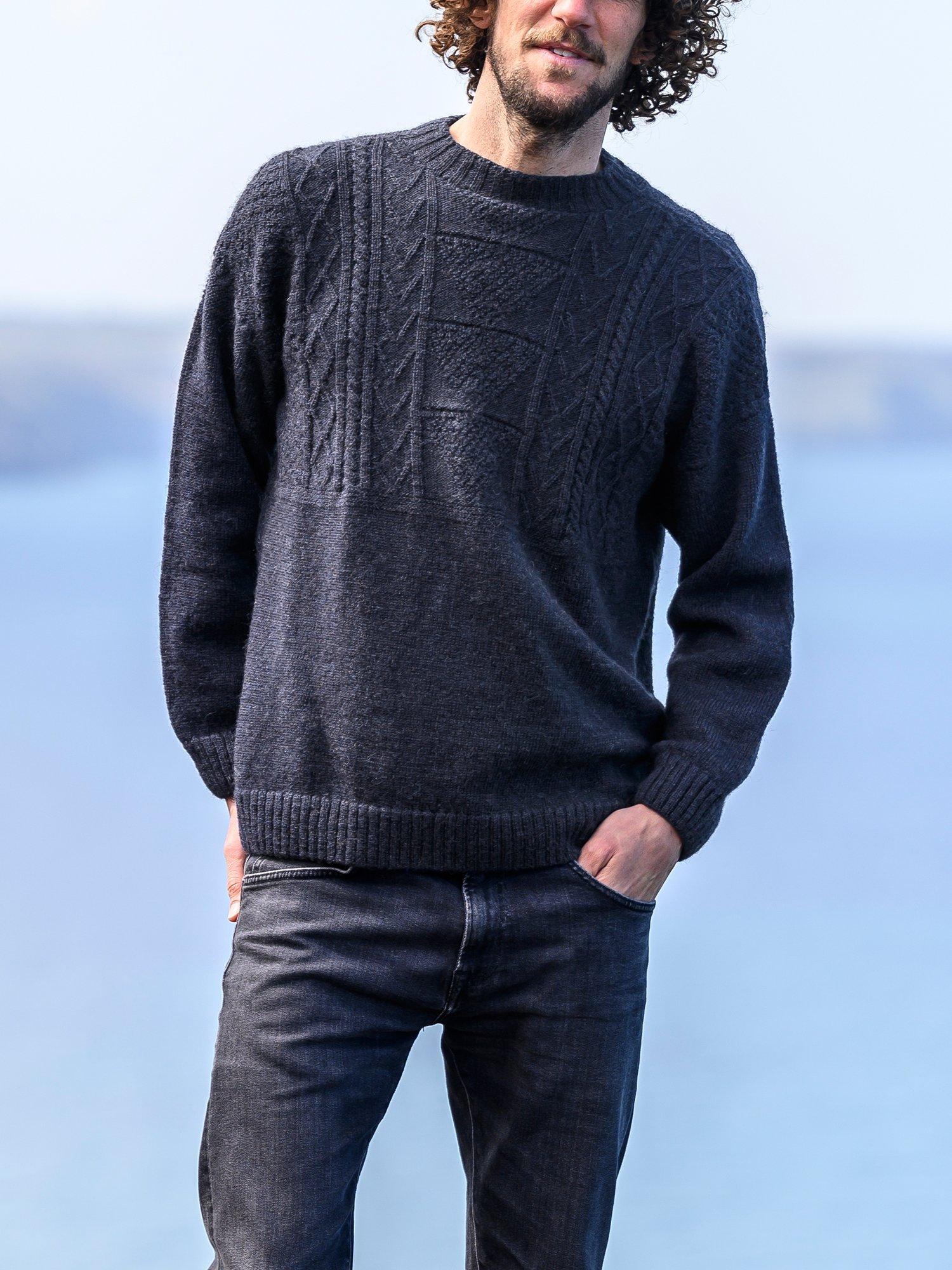Product image 1 of 6, which shows Celtic & Co. British Wool Gansey Jumper, Dark Navy, S