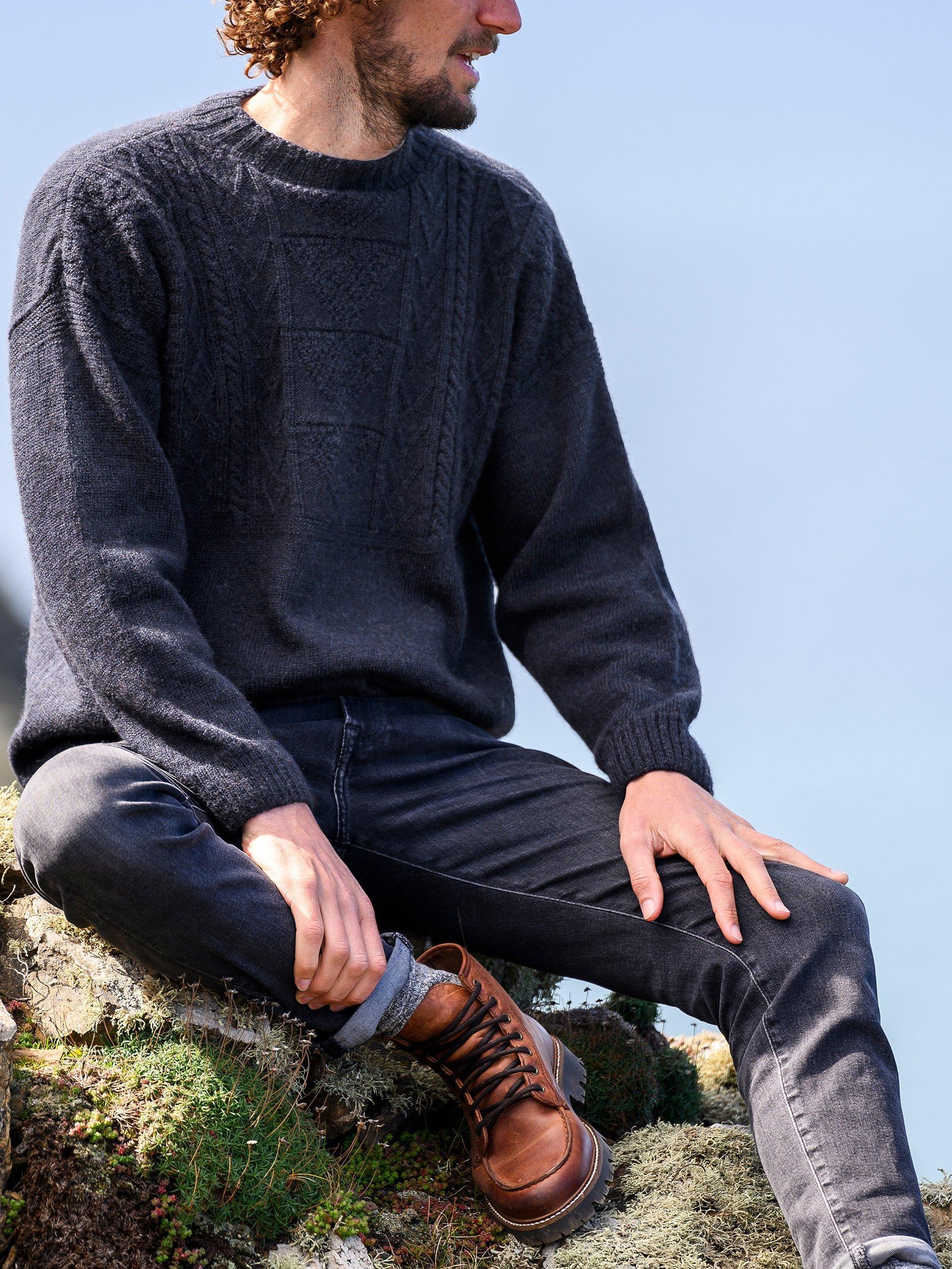 Product image 2 of 6, which shows Celtic & Co. British Wool Gansey Jumper, Dark Navy, S