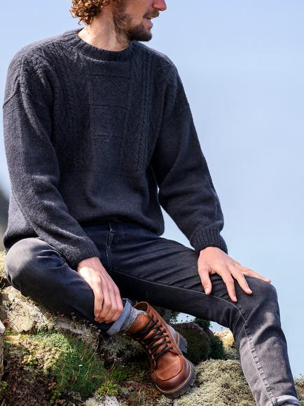 Celtic & Co. British Wool Gansey Jumper, Dark Navy - view 2, Dark Navy