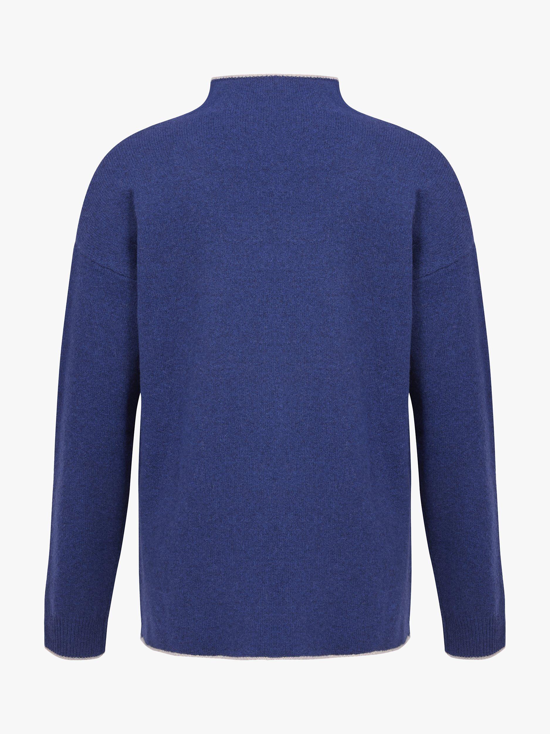 Product image 3 of 7, which shows Celtic & Co. Felted Funnel Neck Merino Wool Jumper, Blue Ink, XS
