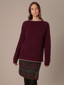Celtic & Co. Felted Funnel Neck Merino Wool Jumper, Damson