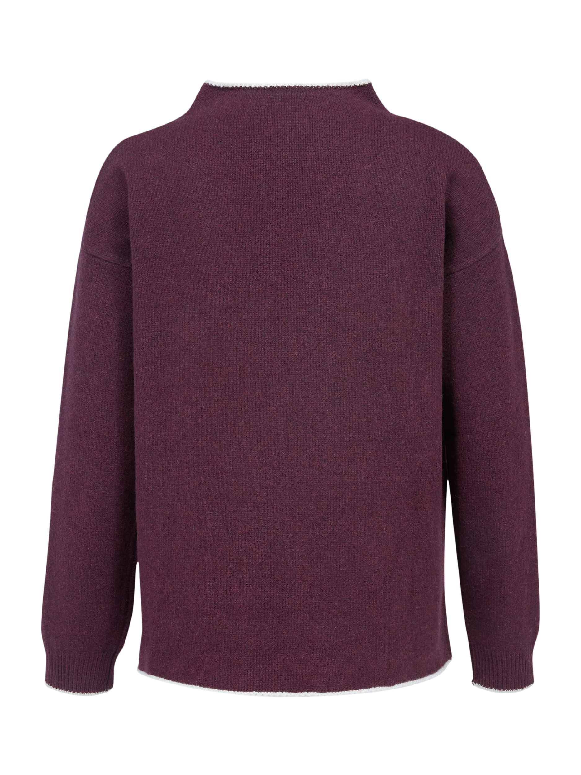 Product image 3 of 6, which shows Celtic & Co. Merino Wool Felted Funnel Neck Jumper, Damson, XS