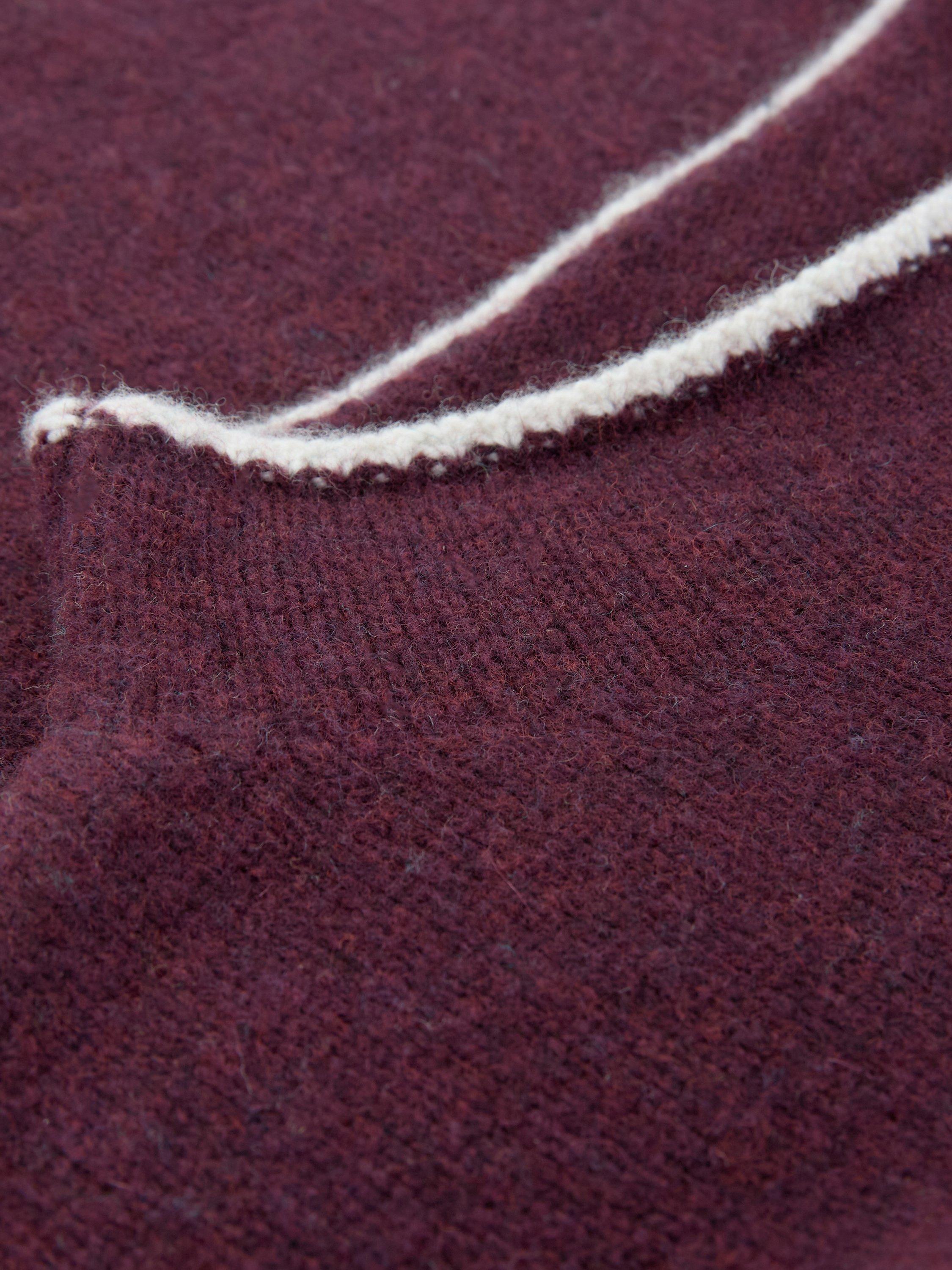 Product image 4 of 6, which shows Celtic & Co. Merino Wool Felted Funnel Neck Jumper, Damson, XS