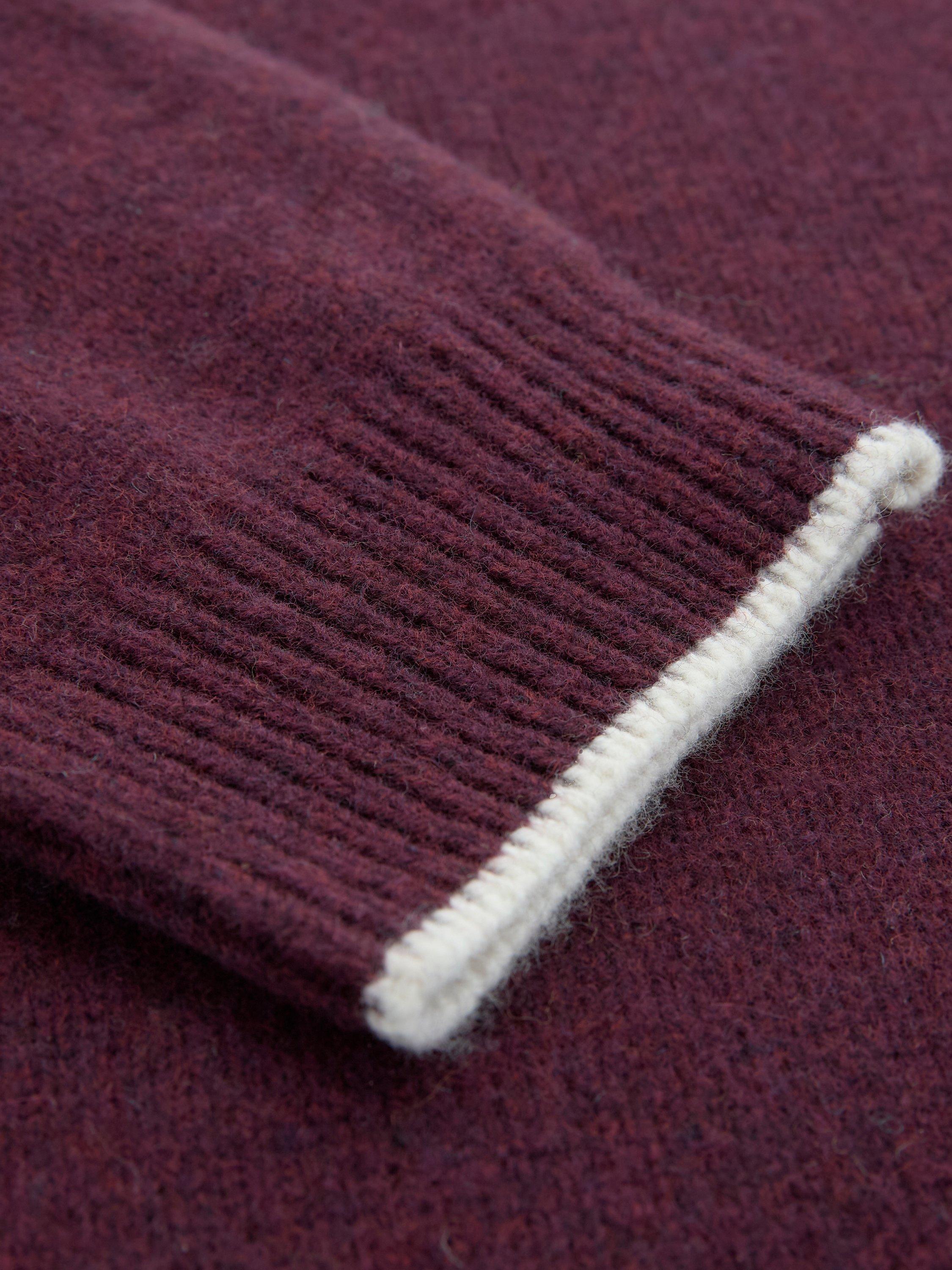 Product image 5 of 6, which shows Celtic & Co. Merino Wool Felted Funnel Neck Jumper, Damson, XS