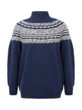 Celtic & Co. Float Stitch Fair Isle Funnel Neck Wool Jumper, Blue Ink