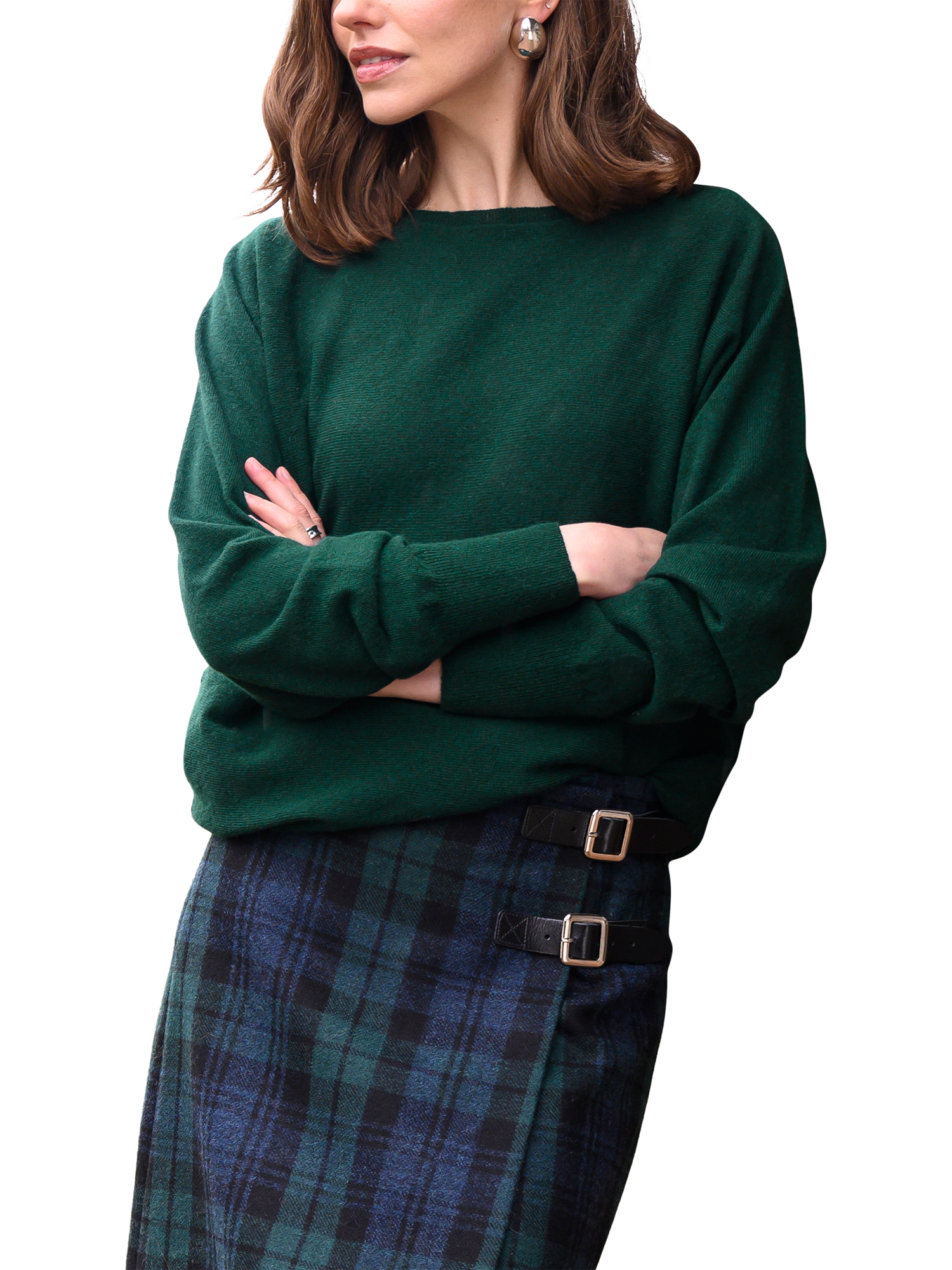 Celtic & Co. Geelong Wool Slash Neck Jumper, Pine