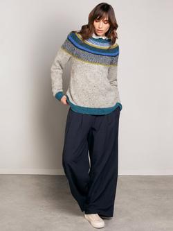 Celtic & Co. Statement Pure Donegal Wool Jumper - view 2, Oatmeal/Blue/Multi