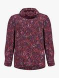 Celtic & Co. Print High Cowl Neck Top, Damson/Multi