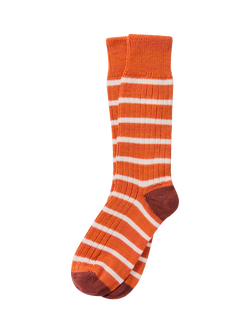 Celtic & Co. Striped Merino Wool Blend Socks, Burnt Orange, Burnt Orange