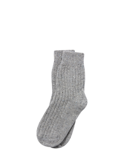 Celtic & Co. Donegal Wool Blend Ribbed Socks, Light Grey