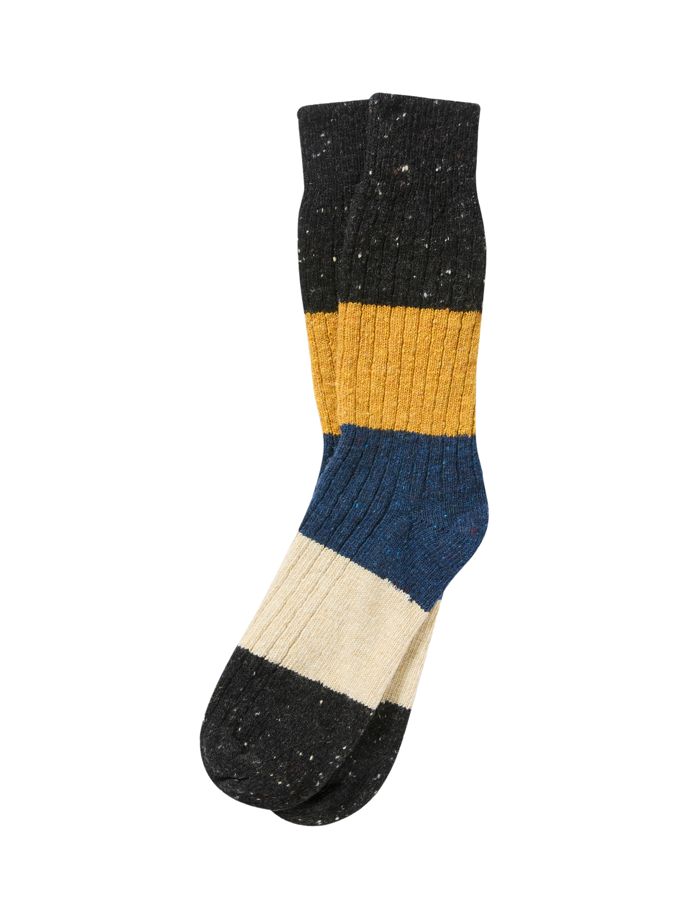 Product image 1 of 3, which shows Celtic & Co. Stripe Wool Silk Cashmere Blend Boot Socks, Charcoal, S