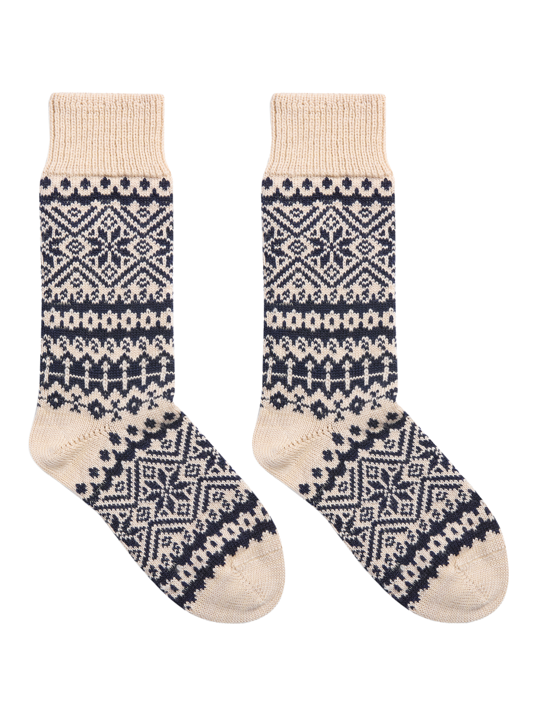Product image 2 of 3, which shows Celtic & Co. Fair Isle Wool Blend Socks, Oatmeal, S