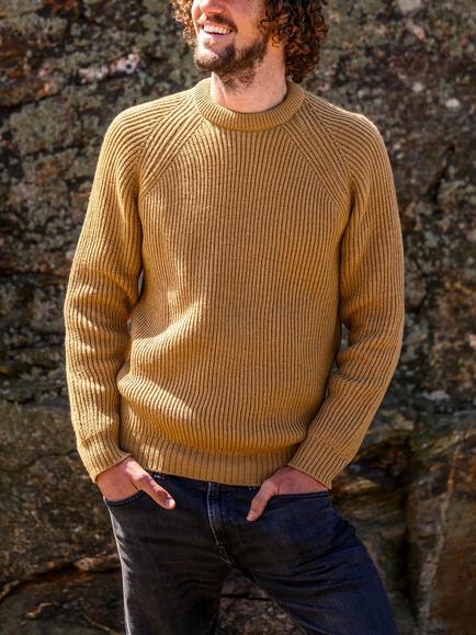 Celtic & Co. Ribbed Fisherman Jumper, Autumn Brown - view 2, Autumn Brown