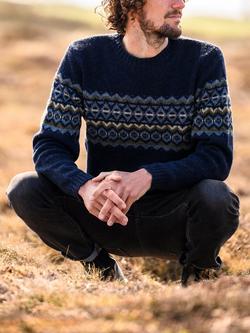 Celtic & Co. Fair Isle Wool Jumper, Dark Navy - view 2, Dark Navy