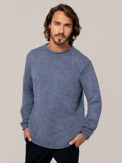 Celtic & Co. Textured Stitch Merino Wool Jumper, Indigo, Indigo