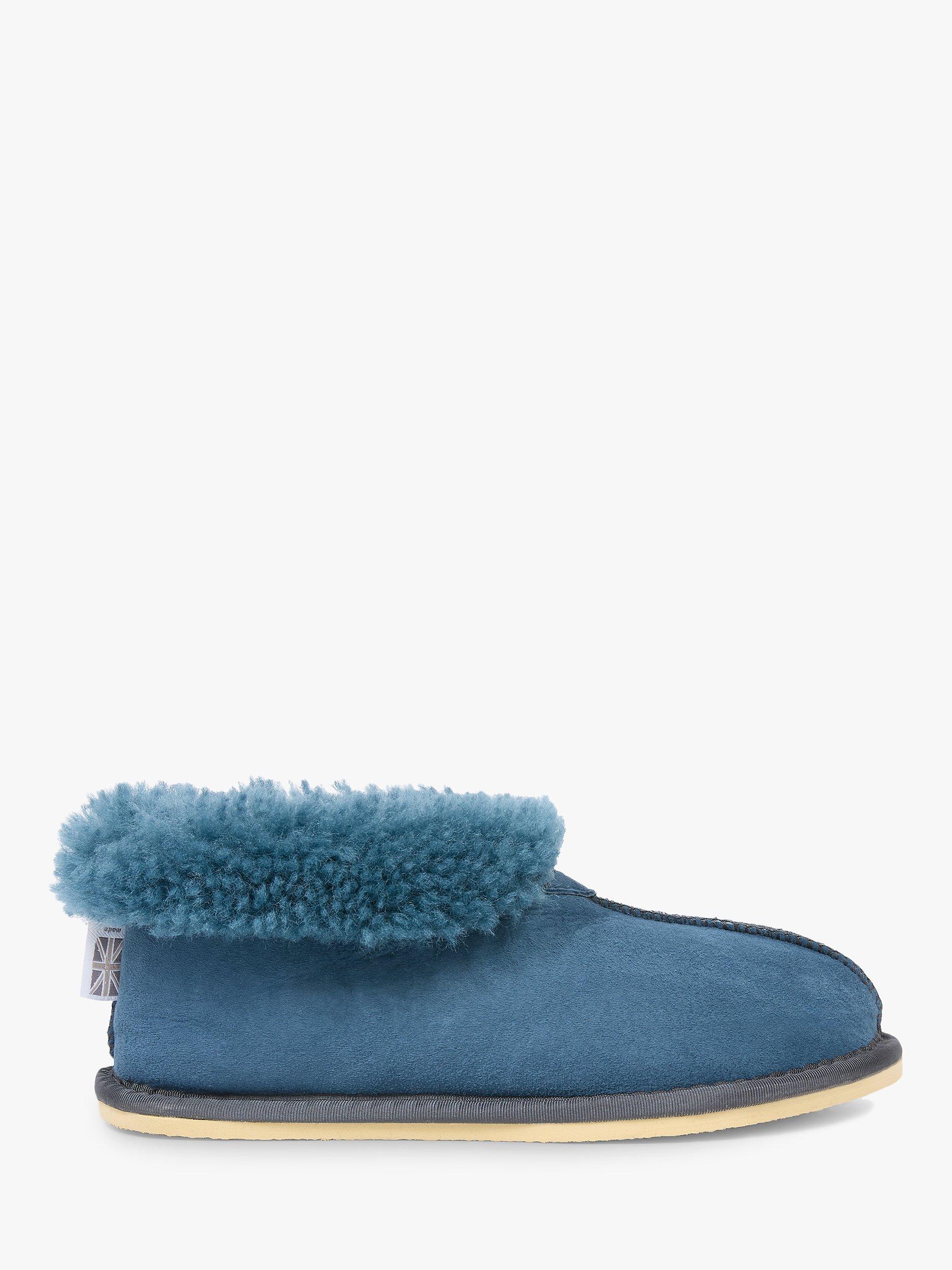 Product image 1 of 7, which shows Celtic & Co. Women's Sheepskin Bootee Slippers, Deep Icelandic Blue, 3
