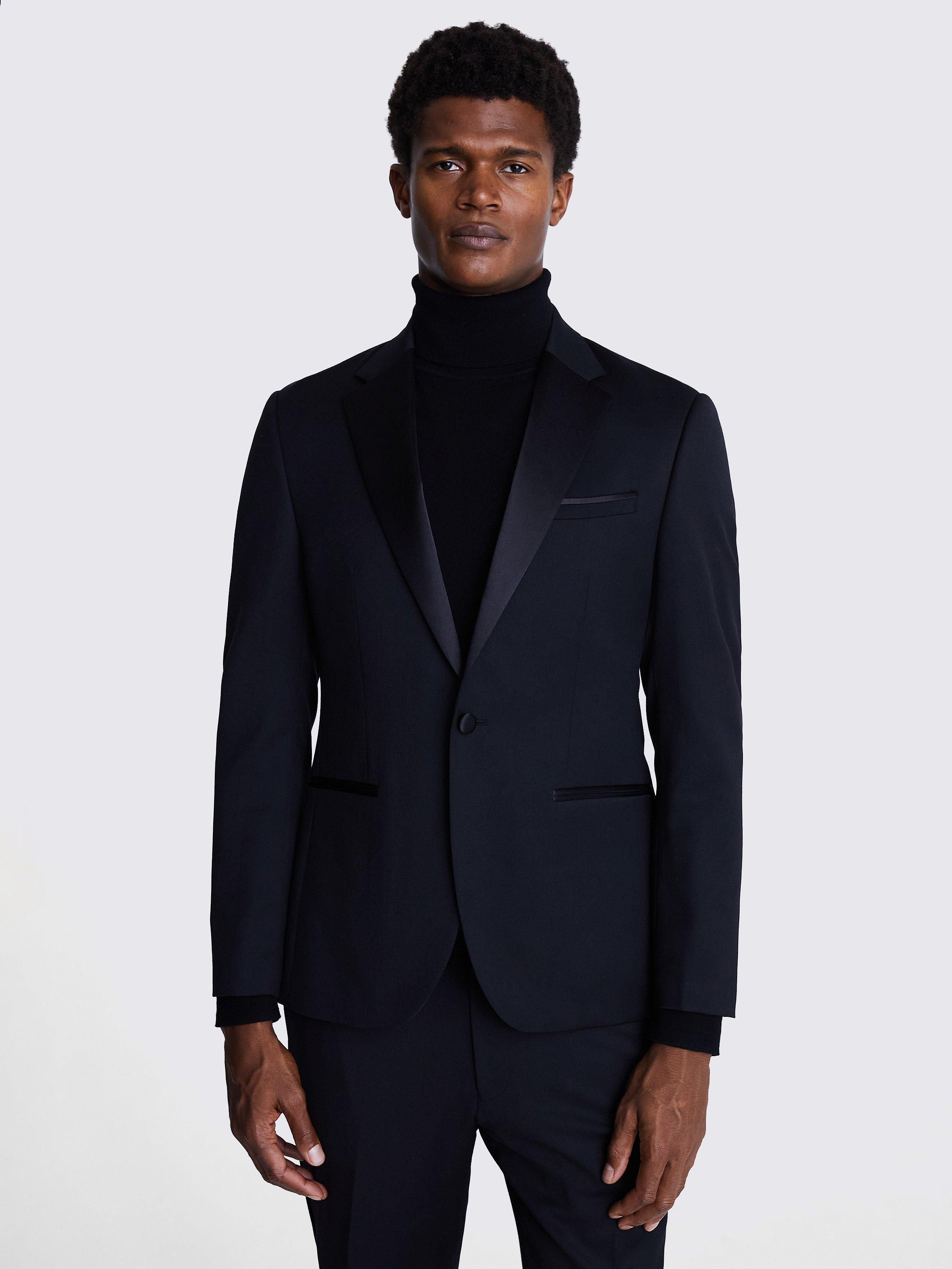 Moss X DKNY Slim Fit Suit Tuxedo Jacket Black