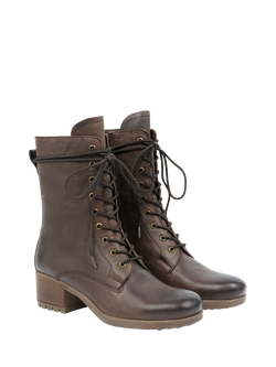 Celtic & Co. Leather Block Heel Derby Boots, Brown - view 2, Brown