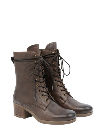 Celtic & Co. Leather Block Heel Derby Boots, Brown - view 2, Brown