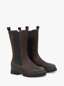 Celtic & Co. Nubuck Tall Chelsea Boots, Chocolate - view 2, Chocolate
