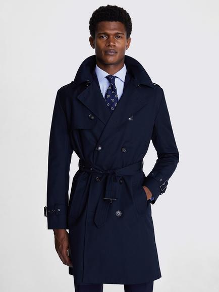 Moss Trench Coat, Blue, Blue