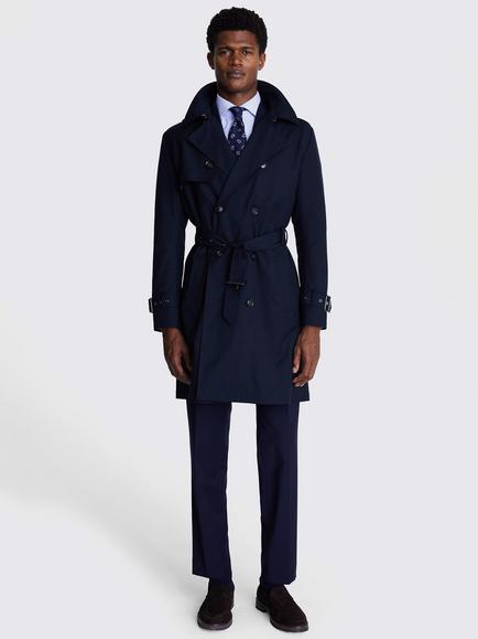 Moss Trench Coat, Blue - view 2, Blue