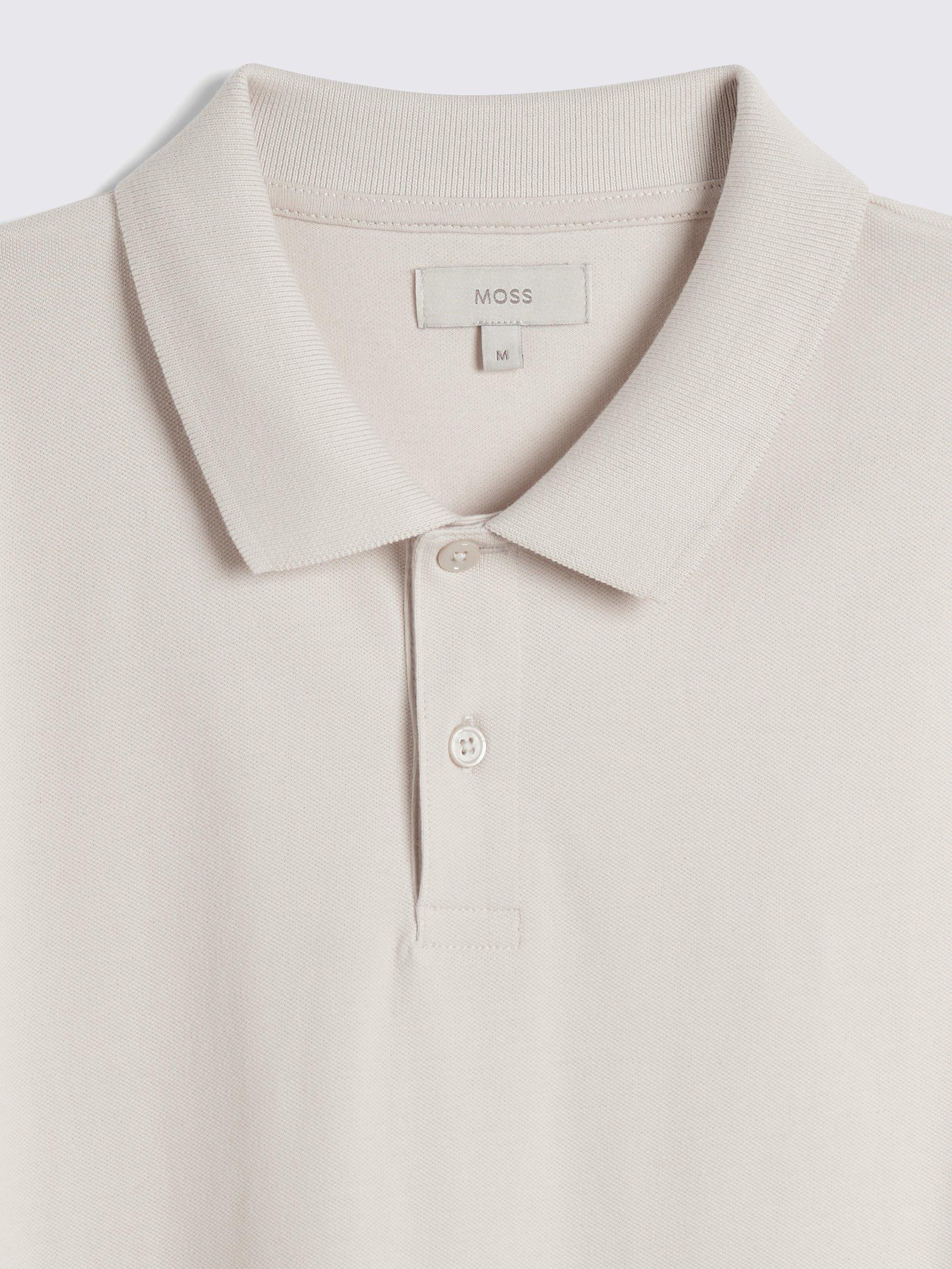 Product image 5 of 5, which shows Moss Pique Short Sleeve Polo Shirt, Ecru, S