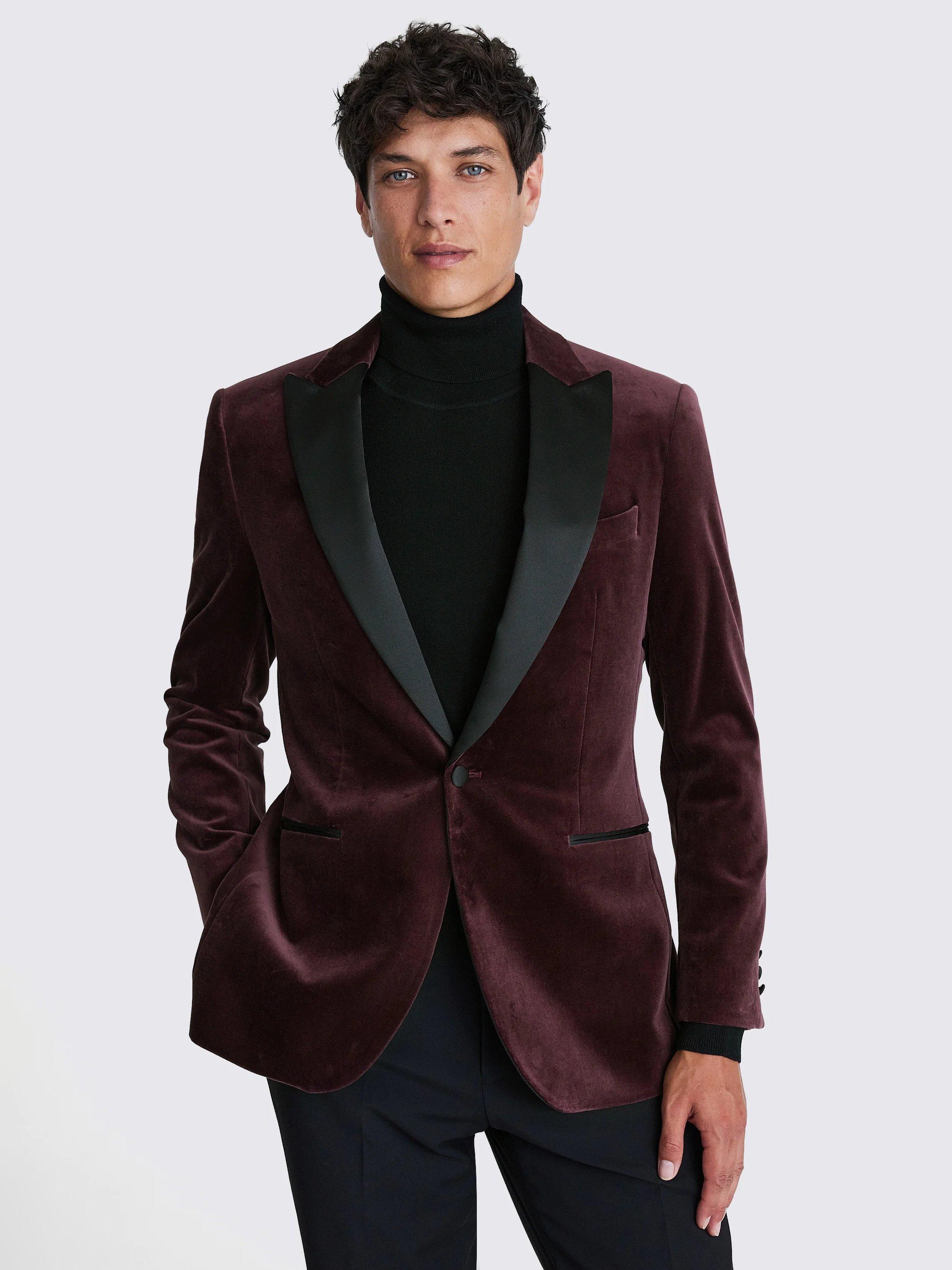 Moss Velvet Suit Jacket Plum