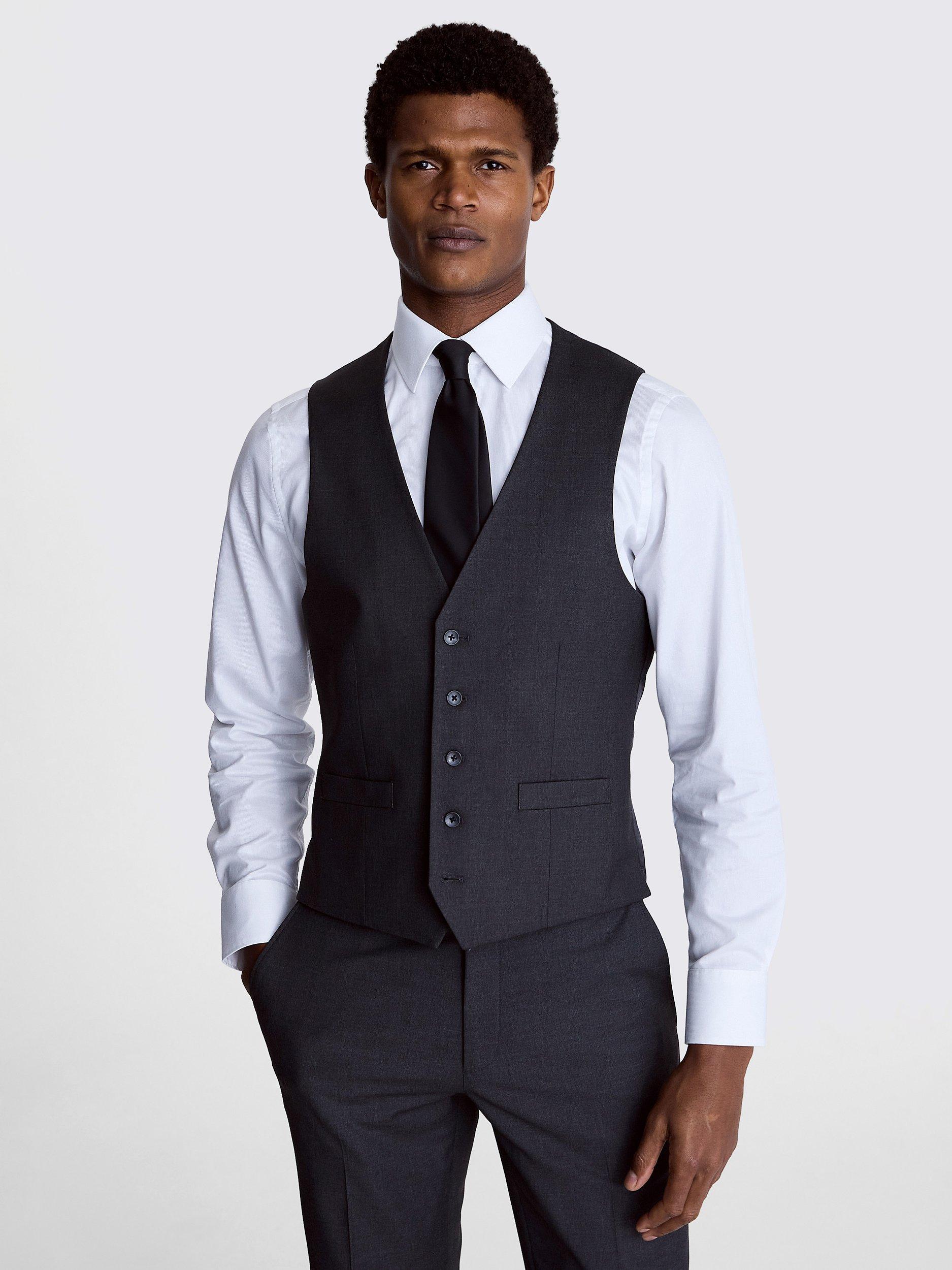 Moss Regular Fit Stretch Waistcoat, Charcoal, 36R