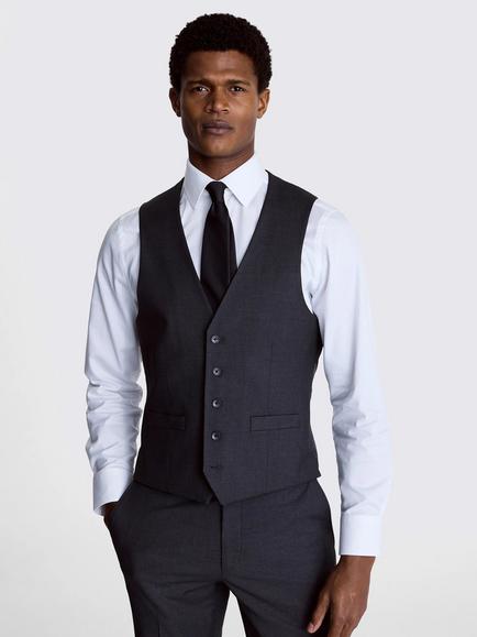 Moss Regular Fit Stretch Suit Waistcoat, Charcoal