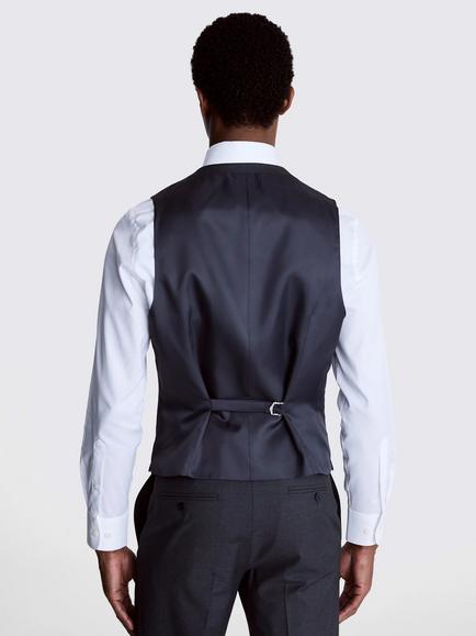 Moss Regular Fit Stretch Suit Waistcoat - view 2, Charcoal