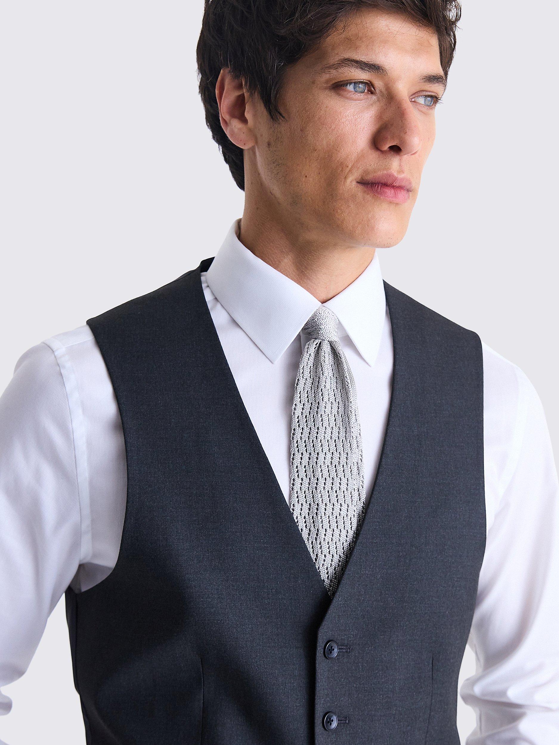 Moss Tailored Fit Stretch Suit Waistcoat, Charcoal, 36R