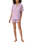 myza Striped Organic Cotton Short Sleeve Pyjama Short Set, Purple