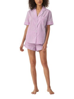 myza Striped Organic Cotton Short Sleeve Pyjama Short Set, Purple