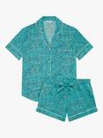 myza Dots Organic Cotton Shirt Short Pyjama Set, Mint/Multi