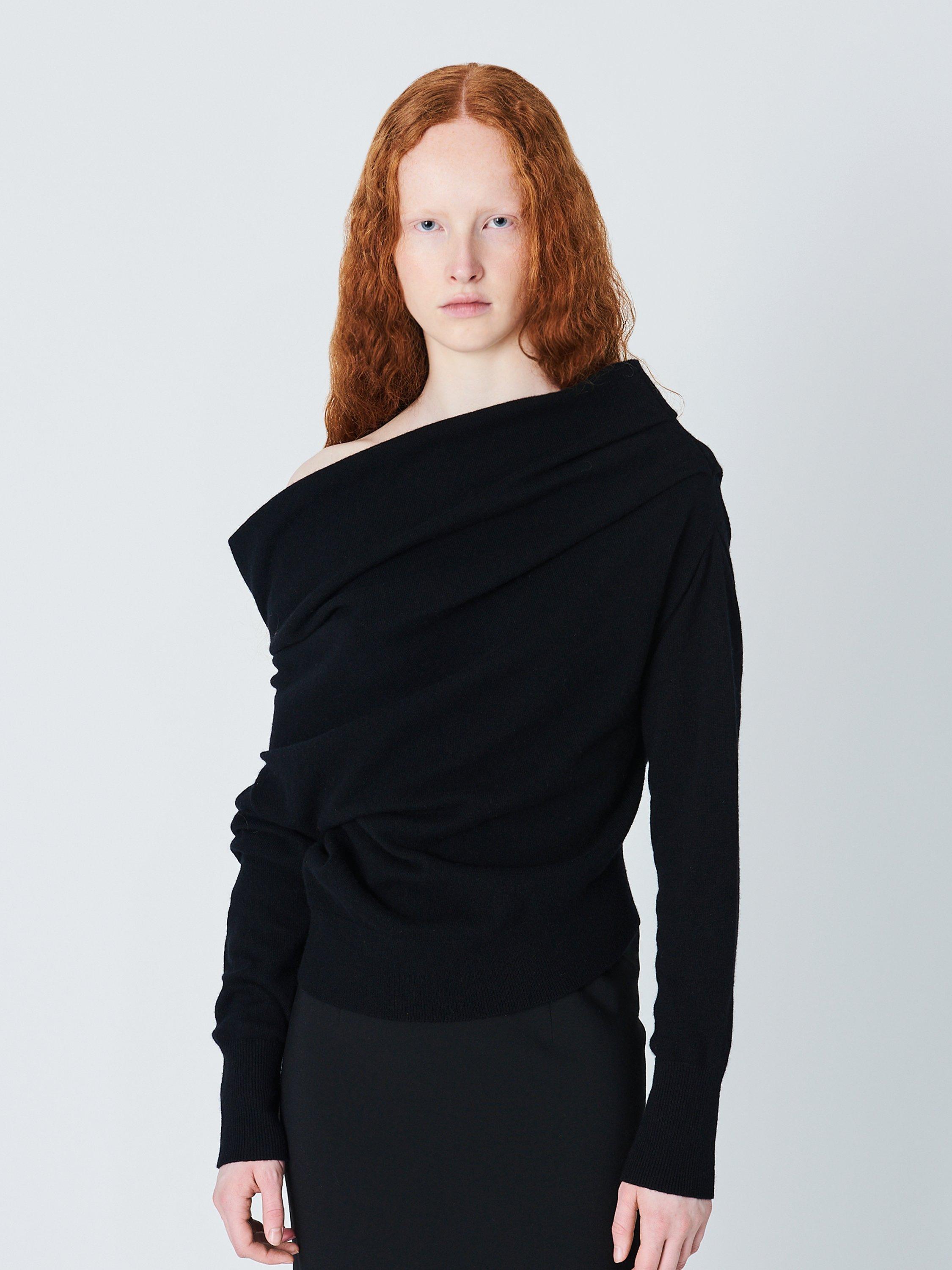 John Lewis x A.W.A.K.E. MODE Asymmetric Cashmere Jumper, Black