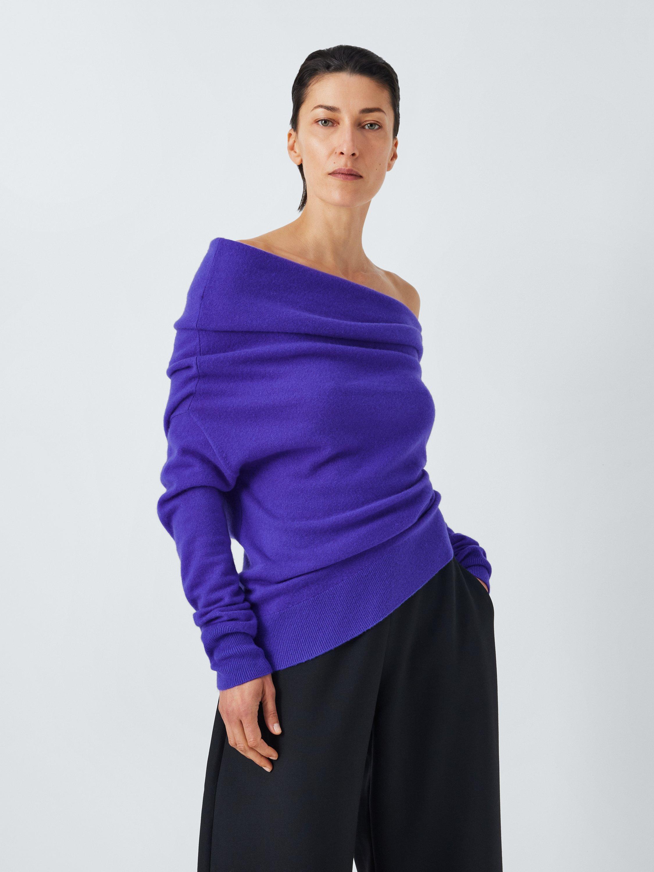 John Lewis x A.W.A.K.E. MODE Asymmetric Cashmere Jumper, Purple