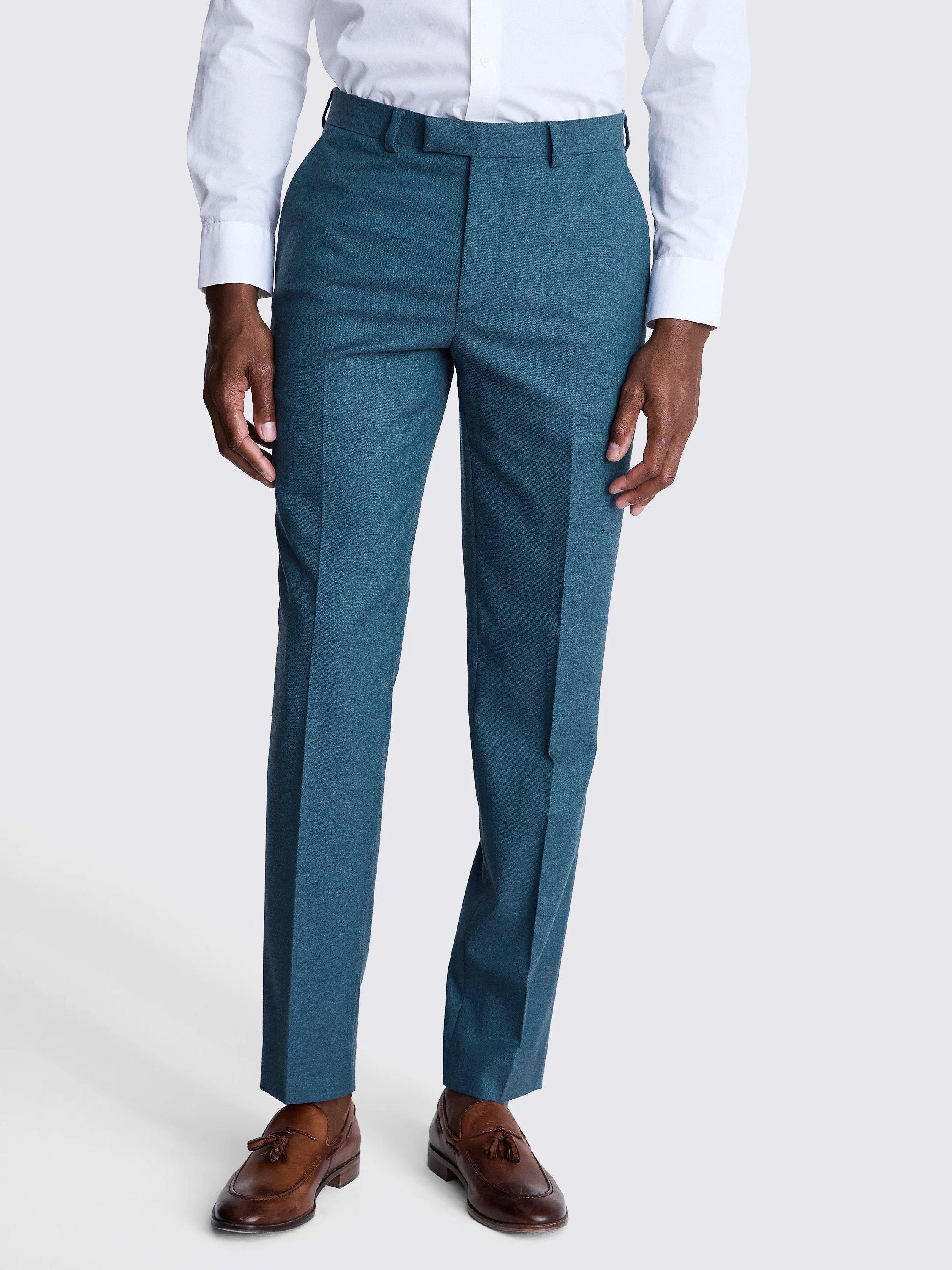 Moss Tailored Fit Flannel Suit Trousers, Teal