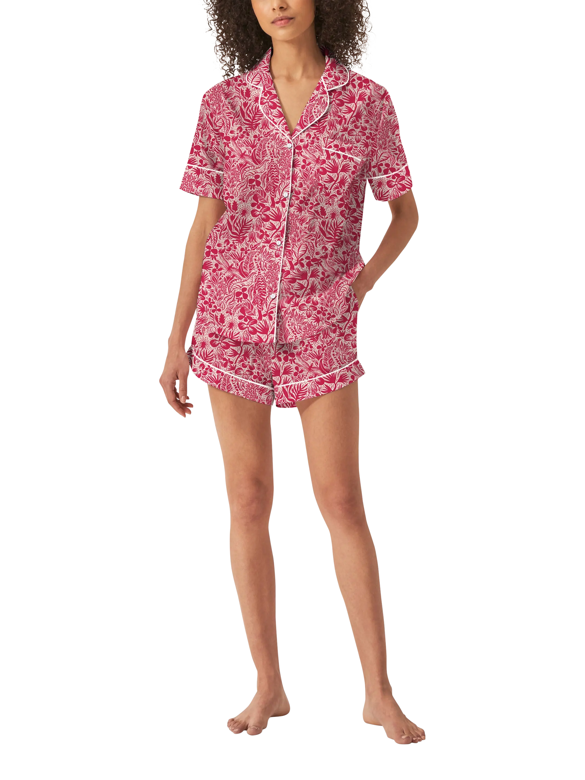 Product image 1 of 1, which shows myza Viva Oasis Short Pyjama Set, Bordeaux, XS