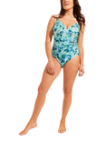 Seaspray Santorini Mock Wrap Swimsuit, Blue/Multi