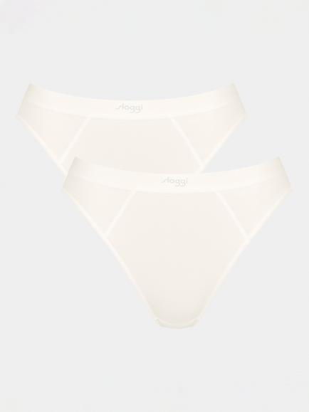 sloggi EVER Ease Tai Knickers, Pack of 2, Black, Silk White