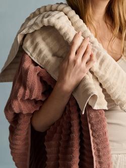 Bedfolk Ripple Cotton Towels - view 2, Fawn