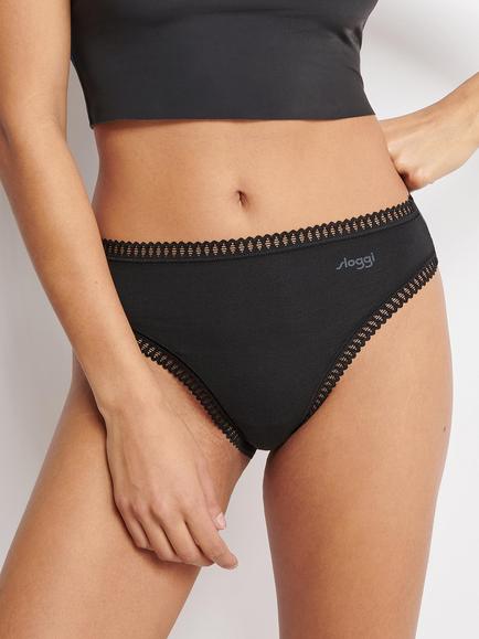 sloggi GO Crush Organic Cotton Blend High Leg Briefs, Pack of 3 - view 2, Navy/Multi