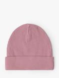 Lindex Kids' Tricot Ribbed Beanie Hat, Dusty Pink