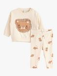 Lindex Kids' Lion Sweatshirt and Leggings Set, Light Beige