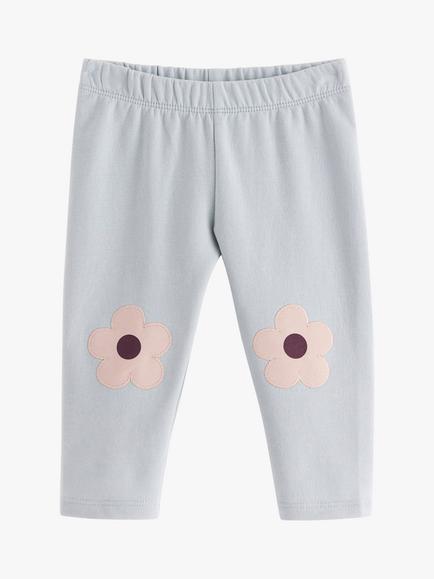 Lindex Baby Flower Knee Patch Leggings, Light Dusty Blue, Light Dusty Blue