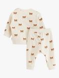 Lindex Baby Organic Cotton Fox Print Sweatshirt and Joggers Set, Light Beige