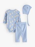 Lindex Baby Organic Cotton Bodysuit, Leggings & Hat Set, Light Dusty Blue