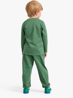 Lindex Kids' Organic Cotton Working Vehicles Jogging Bottoms, Green - view 2, Green