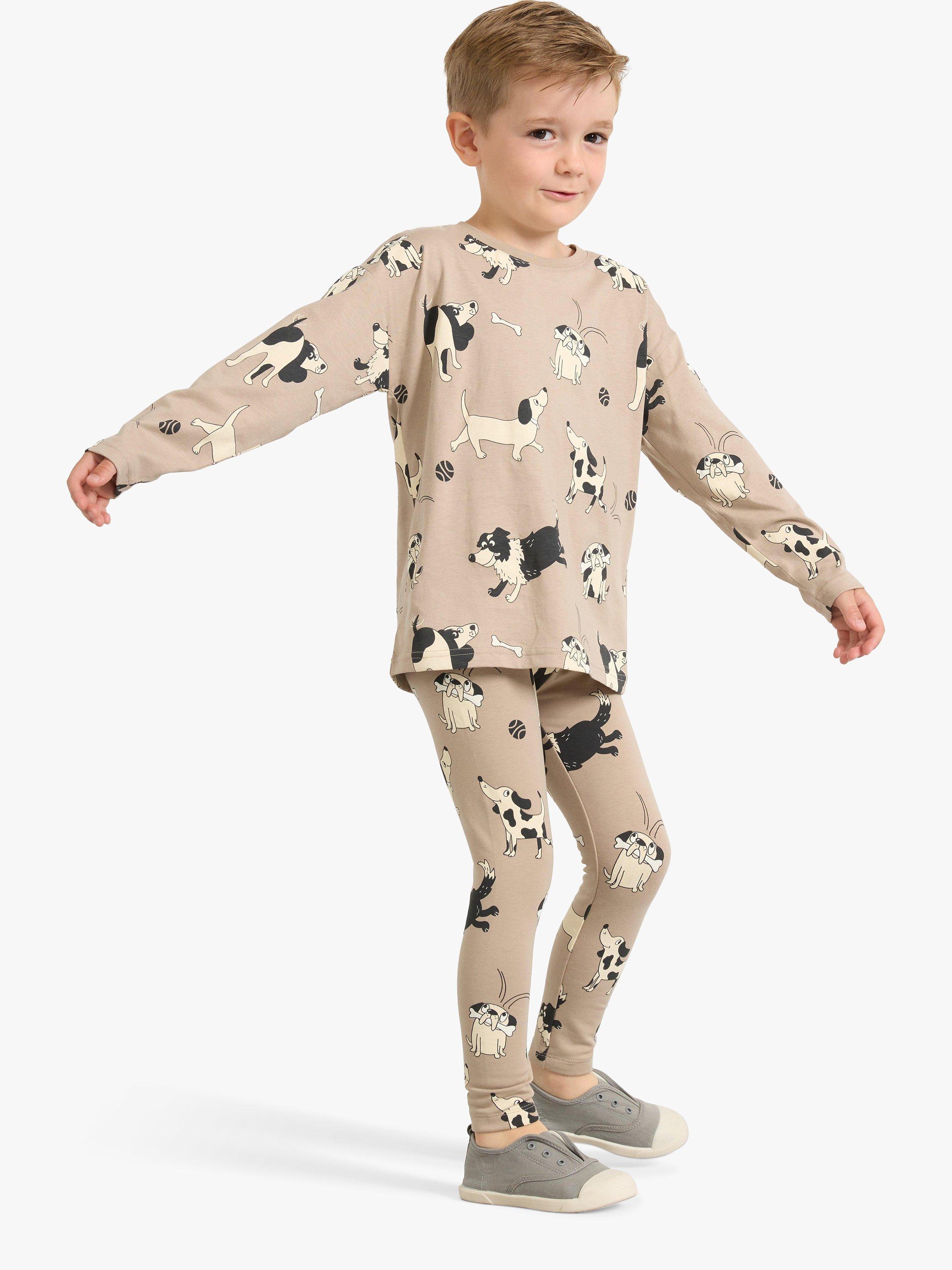 Product image 1 of 6, which shows Lindex Kids' Dog Printed Leggings, Dusty Beige, 5-6 years